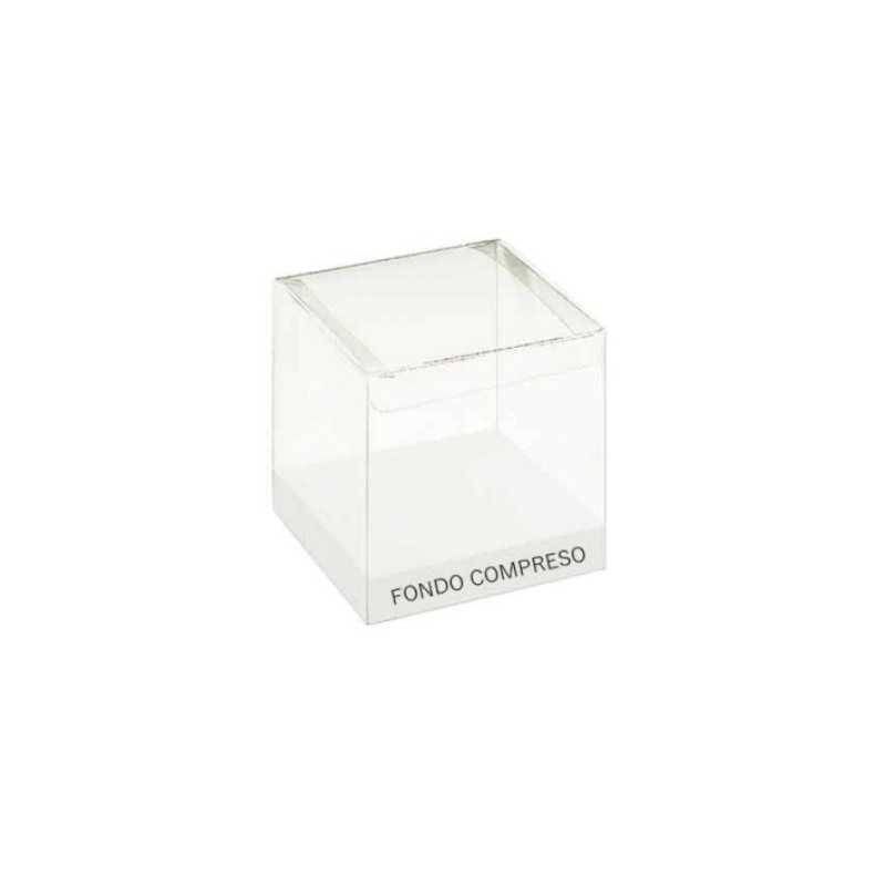 Boîte transparente pour faveurs avec fond - 10x10x14 cm