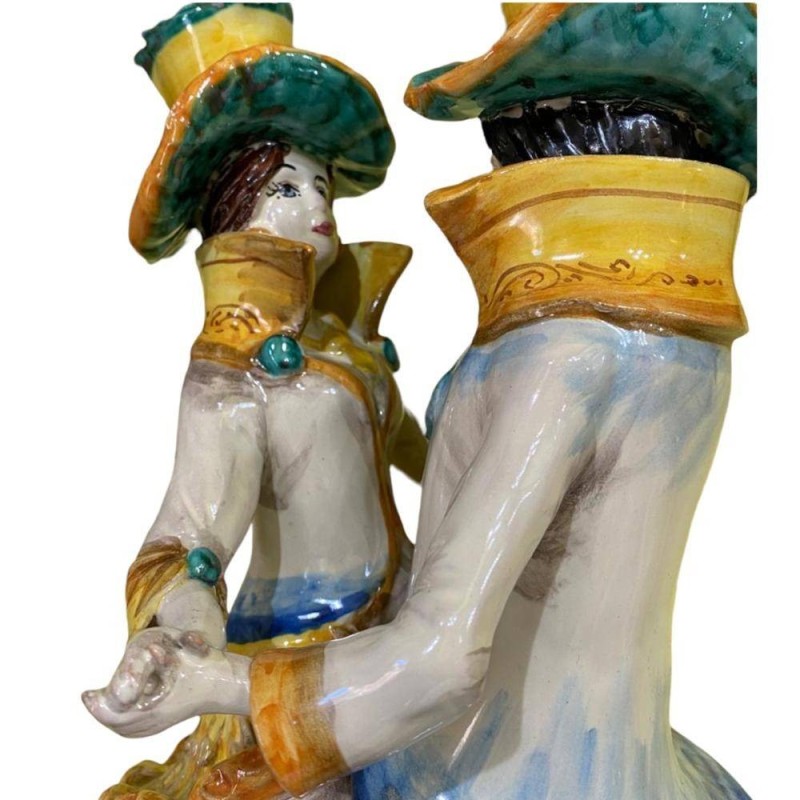 Tancerze, światła ceramiczne z Caltagirone, dekoracje reliefowe - Wzrok około 50 cm - 