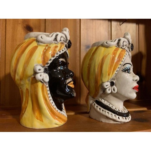 Pair of Heads of Moro Caltagirone – wysokość około 13 cm -  2