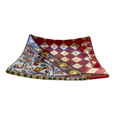 Vide poche série Elite Caltagirone en céramique émaillée or pur - 21x21 h4 cm - 