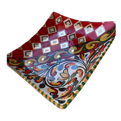 Taschenentleerer Elite-Serie Caltagirone-Keramik mit reiner Goldemail - 21x21 h4 cm - 