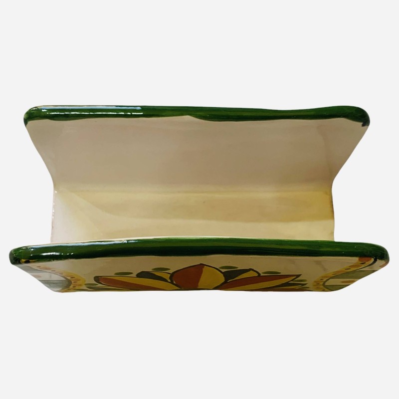 Letter holder or napkin holder in fine Sicilian ceramic - Flower decoration - Dimensions 14x8x6 cm - 