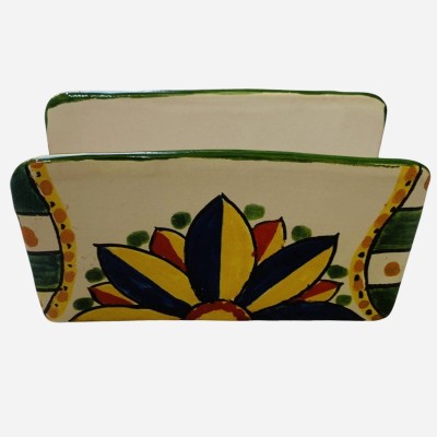Letter holder or napkin holder in fine Sicilian ceramic - Flower decoration - Dimensions 14x8x6 cm - 