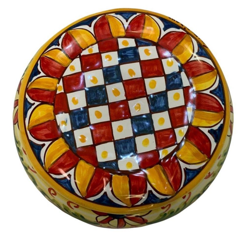 Grande boîte à bijoux en céramique fine de Caltagirone décorée à la main - Dimensions 16x6 cm - 