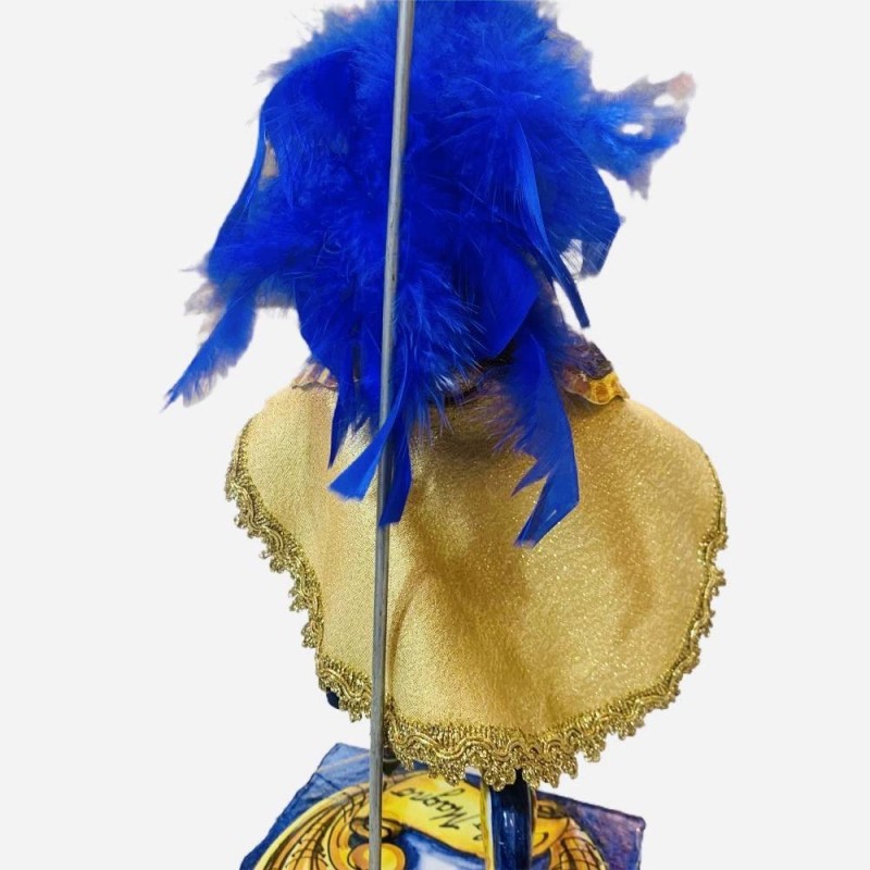 Marionnette sicilienne, Paladin en céramique de Caltagirone - ligne carolingienne - socle en pierre de lave - CHARLES LE