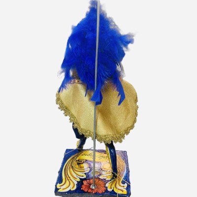 Sicilian puppet, Paladin in Caltagirone ceramic - Carolingian line - lava stone base - CHARLES THE GREAT - 55x20 cm - 