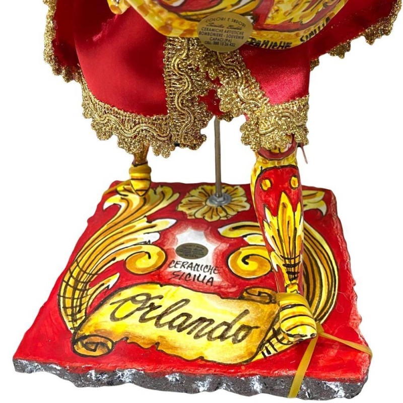Sicilian Pupo, Ceramic Paladino van Caltagirone - Linea carolingia - basis lava Stone - ORLANDO 5520 - 