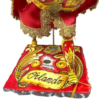 Sicilian Pupo, Ceramic Paladino van Caltagirone - Linea carolingia - basis lava Stone - ORLANDO 5520 - 