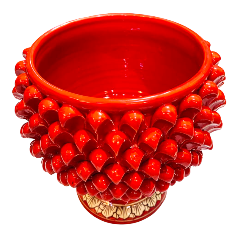 Vase Demi Pigna Caltagirone Rouge, avec 4 options de tailles (1pc) tige de décoration baroque blanche - 