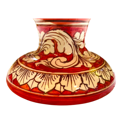 Vase Half Pigna Caltagirone färg Röd och Gambo dekorerad - Åtgärder D23xh24 cm - 