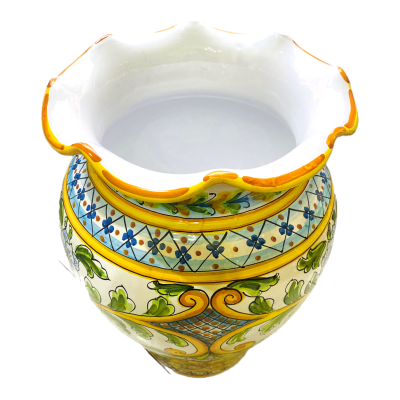 Stor keramisk paraply står av Caltagirone dekoration barock och blommor - höjd 50 cm - 