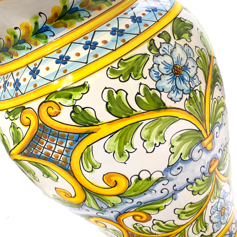 Grote keramische paraplu stand van Caltagirone decoratie Baroque en Flowers, lengte 50 cm - 