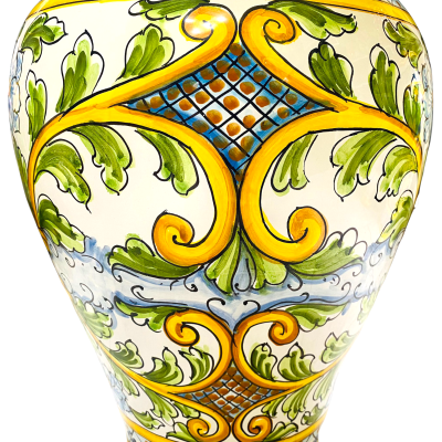 Stor keramisk paraply står av Caltagirone dekoration barock och blommor - höjd 50 cm - 