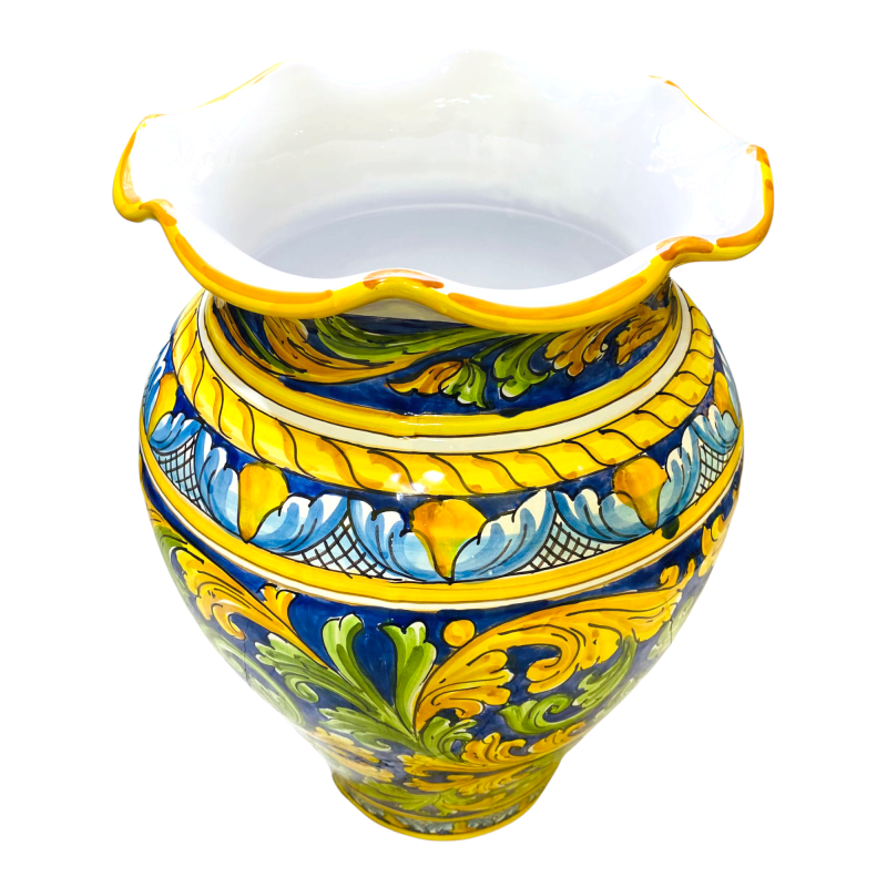 Grote pot keramische paraplu van Caltagirone decoratie Baroque achtergrond Blue Cobalt 50 cm - 