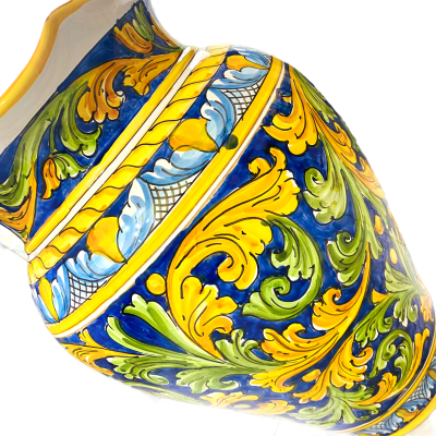 Grote pot keramische paraplu van Caltagirone decoratie Baroque achtergrond Blue Cobalt 50 cm - 