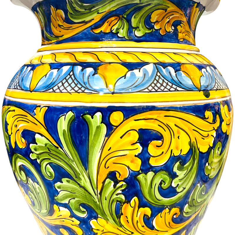 Grote pot keramische paraplu van Caltagirone decoratie Baroque achtergrond Blue Cobalt 50 cm - 