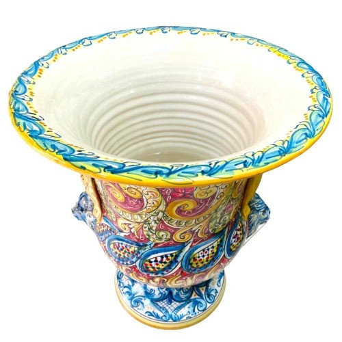 Vase Ceramic Villa van Caltagirone, bordeel en ornato baroque, Manici este di Leone, h52x41 cm -  2