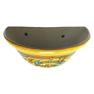Gerla Media, vaso per piante o posacenere a parete, decorato a mano - Misure 27x15x15 cm circa - 