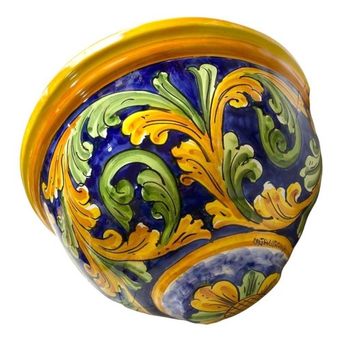 Gerla, Vaso suspenso, Cerâmica Caltagirone, Vários tamanhos (1pc) Decoração barroca, Fundo azul -  2
