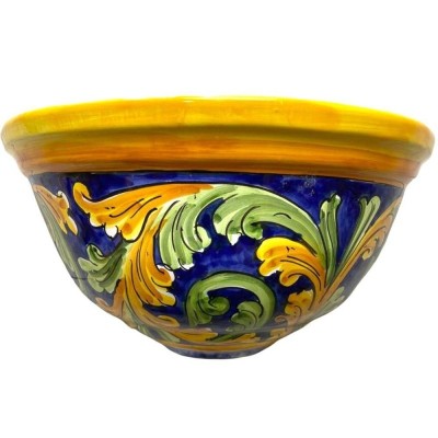 Gerla, Hangende bloempot, Caltagirone keramiek, diverse maten (1st) Barok decoratie, Blauwe achtergrond - 