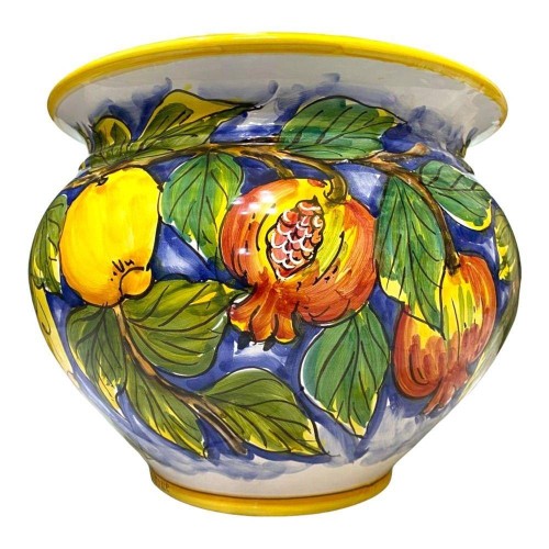Cache-pot, pot de fleurs en céramique avec décoration citron et grenade, avec 5 options de taille (1pc) - 