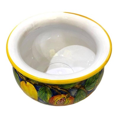 Cachepot, vaso per piante in ceramica decoro Limoni e Melograni, con 5 opzioni dimensione (1Unità) - 