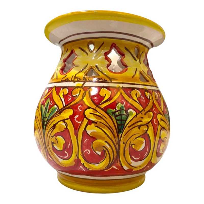 Vase ajouré en céramique fine de Caltagirone - Dimensions environ h14x12 cm - 