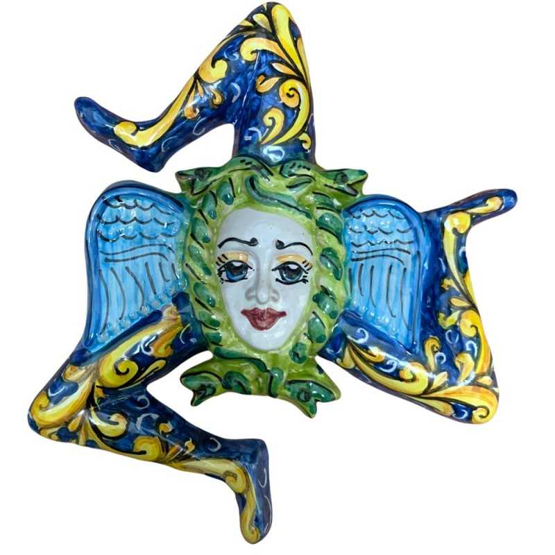 Trinacria en céramique sicilienne décorée à la main - mesure h 22 cm - 