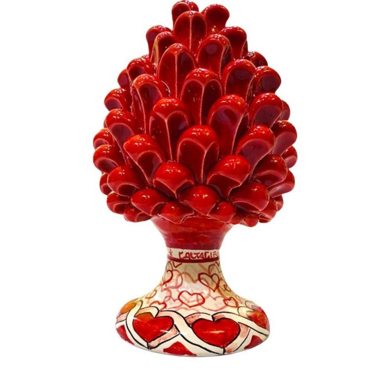 Sicilian Pigna keramiek van Caltagirone lengte 16 cm met basis decoratie Heart - 