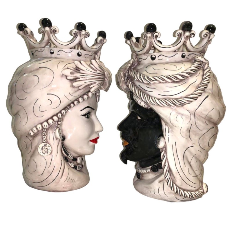 Head of Moro Caltagirone with Crown - height about 37 cm - 