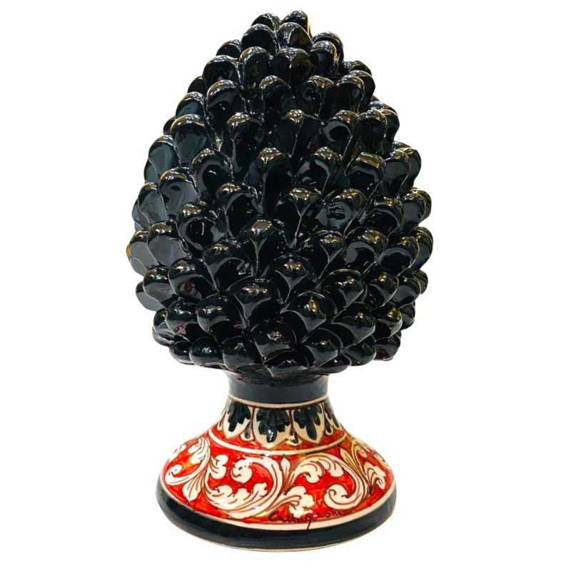 Cono de pino Caltagirone color Negro y tallo decorado h 25 cm - 