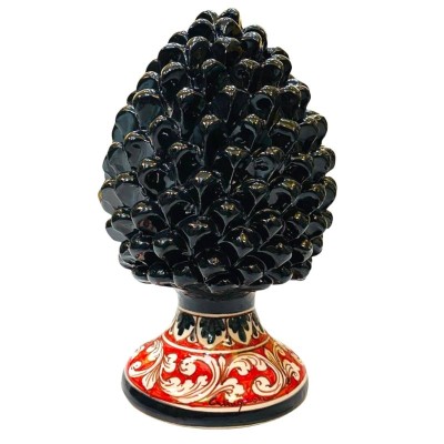 Pinha Caltagirone cor Preto e caule decorado h 25 cm - 