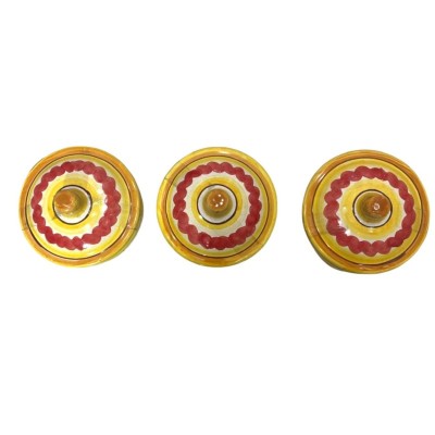Tris Jars in fine Sicilian ceramic, h 14 x Ø 10 cm Salt, Sugar and Coffee mixed fruit - 