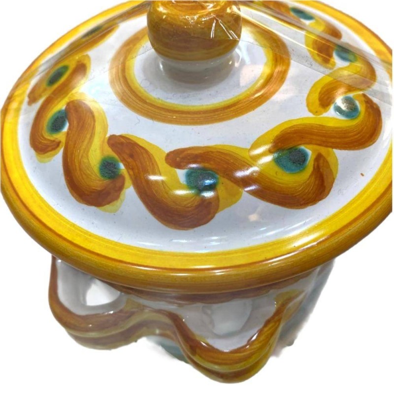 Pots Tris en céramique fine sicilienne - Sel, Sucre et Café citrons fond vert - 