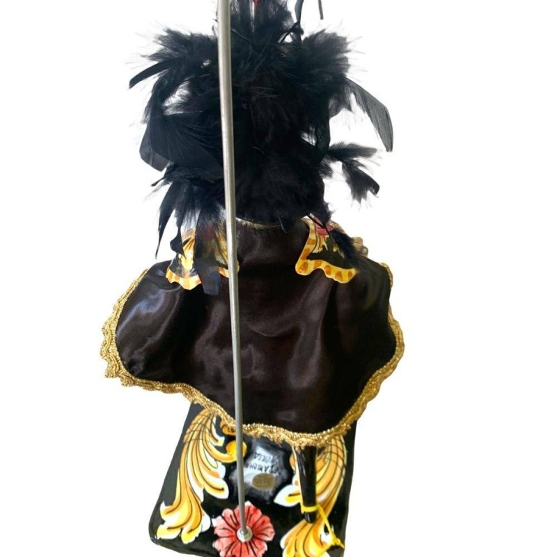 Sizilianische Marionette, Paladin aus Caltagirone-Keramik – karolingische Linie – Sockel aus Lavastein – AGOLACCIO – 55 