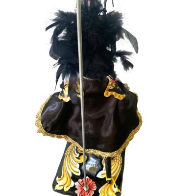 Sicilian puppet, Paladin in Caltagirone ceramic - Carolingian line - lava stone base - AGOLACCIO - cm 55x20 - 