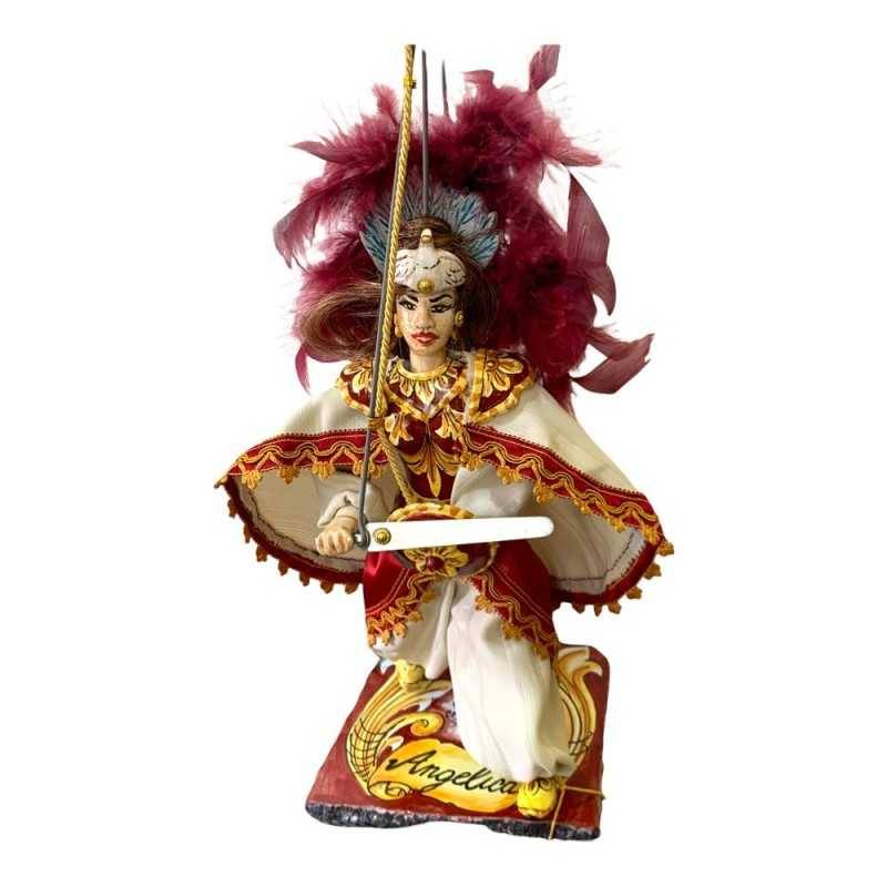 Sizilianische Marionette, Paladin aus Caltagirone-Keramik – karolingische Linie – Sockel aus Lavastein – ENGEL – 55 x 20