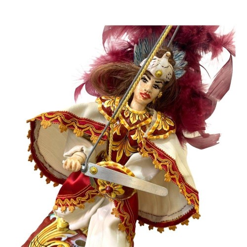Sicilian Pupo, Ceramic Paladin van Caltagirone - Linea carolingia - basis lava Stone - ANGELICA 5520 -  2
