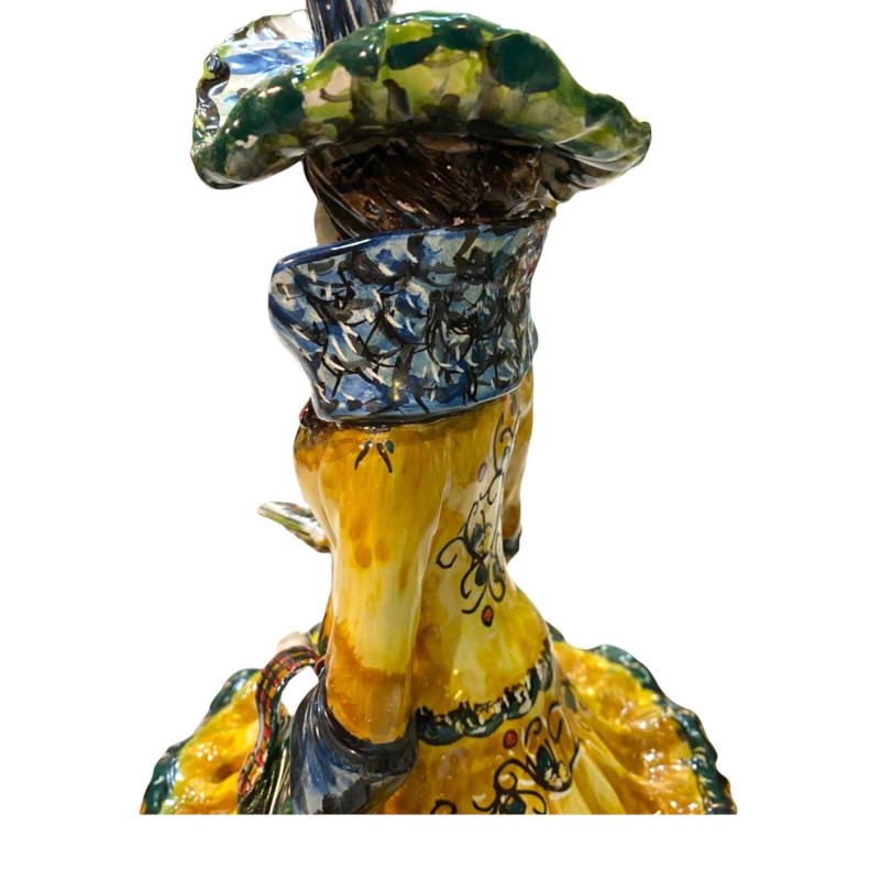 Paire de Signorotti, Lumière en céramique de Caltagirone, décors en relief - Hauteur environ 50 cm - 