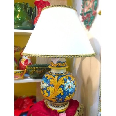 Keramieken lamp Caltagirone, h ca. 55 cm. Barokke decoratie en bloemen - 