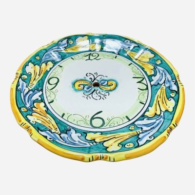 Scalloped clock in fine hand-decorated Caltagirone ceramic - diameter about 25 cm - 