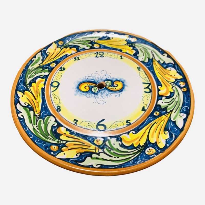 Round clock in fine hand-decorated Caltagirone ceramic - diameter about 25 cm - 