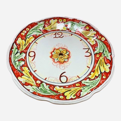 Scalloped clock in fine hand-decorated Caltagirone ceramic - diameter about 25 cm - 