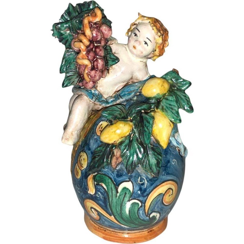Plaats met fruit op keramische ei Caltagirone Matt, lengte 20 cm - 