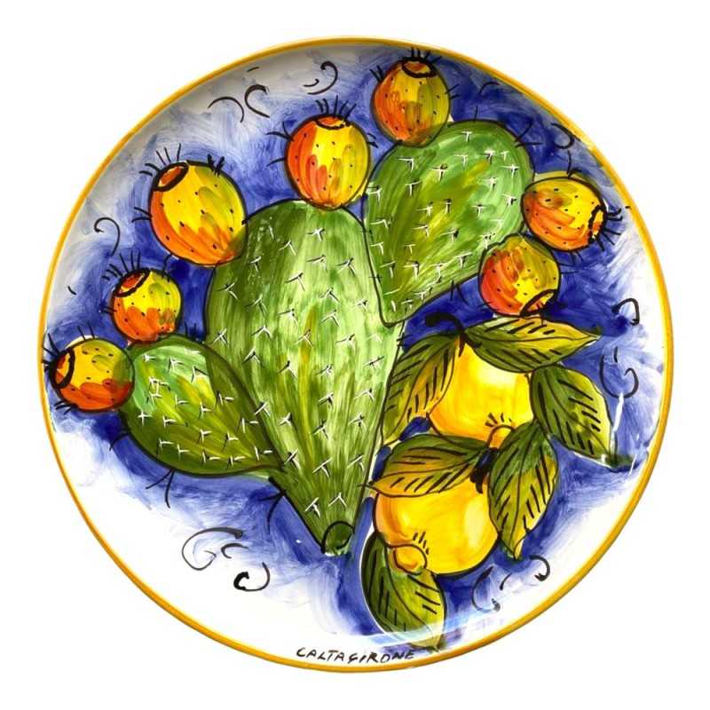 Hand painted Sicilian ceramic ornamental plate with fruit decoration - diameter 30 cm - 