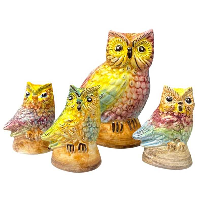 Hand-decorated Sicilian ceramic owl - Two sizes available Mod GR - 