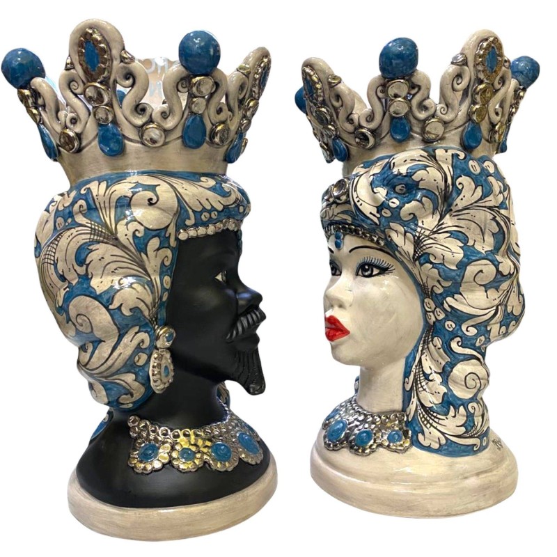 Caltagirone Marrón oscuro ELISABETH - con PLATINO y Moto negro mate - h 50 cm - 
