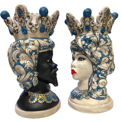 Caltagirone Marrón oscuro ELISABETH - con PLATINO y Moto negro mate - h 50 cm - 
