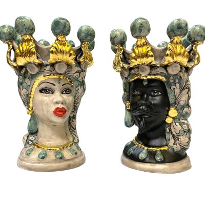 Chef för Moro Caltagirone med ORO och Black matt - h 30 cm - 