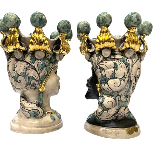 Hoofd van Moro Caltagirone met ORO en Zwarte matt - 30 cm